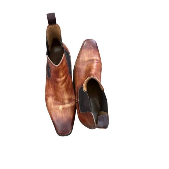 MAGNANNI Men\'s Brown Leather RILEY Cognac Chelsea Boots Size 7.5M